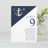 Marine Nautisch Monogram Tafelnummer Zitenkaart (Staand voorkant)