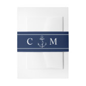Marine nautisch monogram witte anker bruiloft uitnodigingen wikkel (Voorkant Voorbeeld)