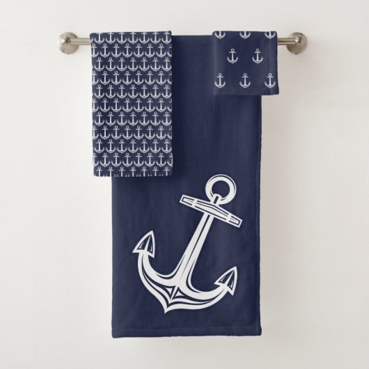 Marine nautische anker badkamer oceaan blauw bad T Bad Handdoek (Insitu)