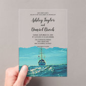 Marine nautische boot kustbestemming bruiloft acryl uitnodigingen (Insitu (Draagbaar))