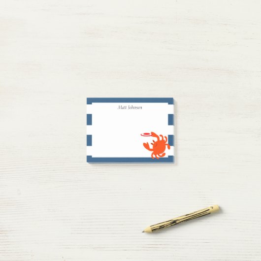 Marine Nautische Frisbee Krab Klein Gepersonalisee Post-it® Notes (Op bureau)