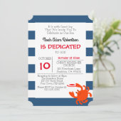 Marine nautische krab gepersonaliseerde doop kaart (Staand voorkant)