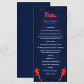 Marine Navy Blauwe Koraal Zeepaarden Strand Bruilo Menu (Voorkant / Achterkant)