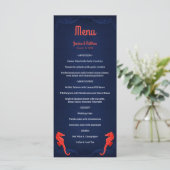 Marine Navy Blauwe Koraal Zeepaarden Strand Bruilo Menu (Staand voorkant)