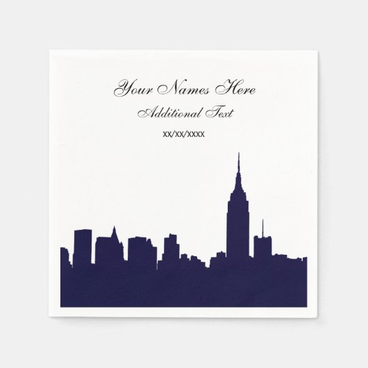 Marine NYC Silhouet van de Stadsskyline, ESB Servetten (Voorkant)