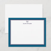 MARINE- & OCEAANBLOUW Classic Monogram Dubbel Fram Notitiekaartje (Voorkant / Achterkant)