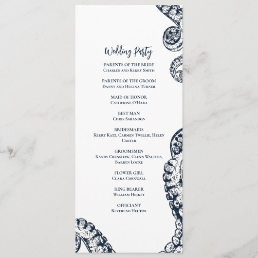 Marine Octopus bruiloft ceremonie programma Programmakaart (Achterkant)