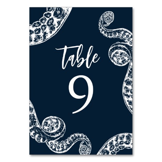Marine Octopus Bruiloft Tafel Nummer Kaart (Voorkant)