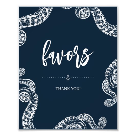 Marine Octopus Party Favor Trouwbord Foto Afdruk (Voorkant)