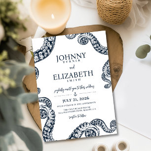 Marine Octopus Tentakel bruiloft uitnodiging