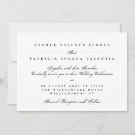 Marine Officiële Calligrafie Elegante Bruiloft Kaart