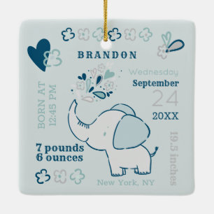 Marine Olifant Geboorte Stats Baby's Eerste Kerstm Keramisch Ornament