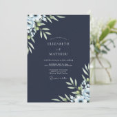 Marine Olijf Loof Eucalyptus Bruiloft Kaart (Staand voorkant)