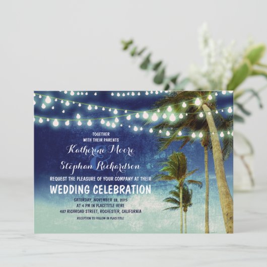 marine ombre strand bruiloft uitnodigingen (Staand voorkant)