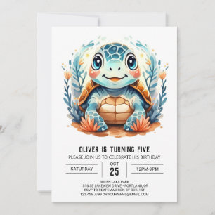 Marine Online Elegant Turtle Boy Verjaardag Kaart