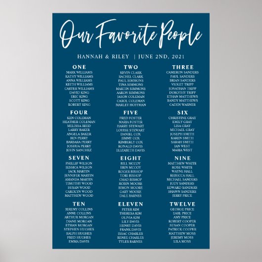 Marine Onze Favoriete Mensen Trouwstoelindeling Poster (Voorkant)