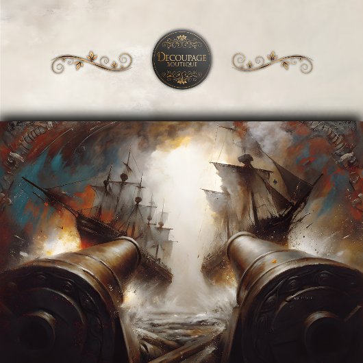 Marine Oorlogsschip Battle Decoupage Tissuepapier