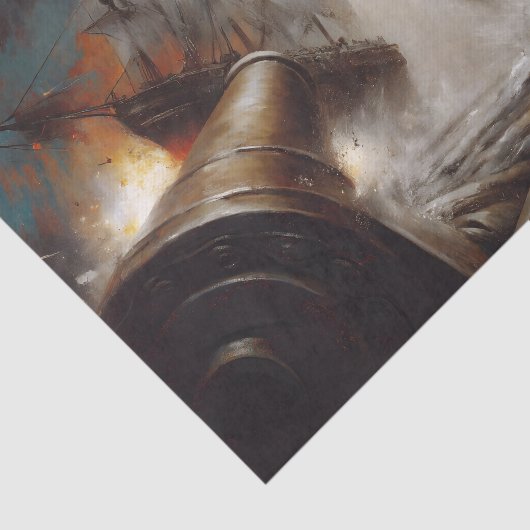 Marine Oorlogsschip Battle Decoupage Tissuepapier (Detail)