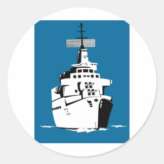Marine oorlogsschip slagschip met grote pistolen ronde sticker