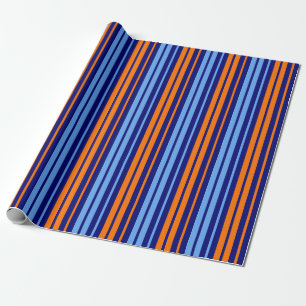 Marine Oranje Cyaan Verticale Strepen Ontwerp Cadeaupapier