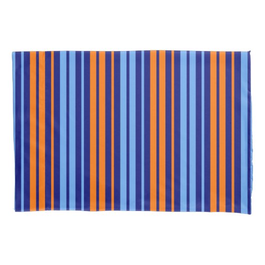 Marine Oranje Cyaan Verticale Strepen Ontwerp Kussensloop (Voorkant)