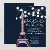 Marine Parijs Eiffeltoren Glitter Lights verjaarda Kaart (Voorkant / Achterkant)