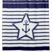 Marine Pattern Blue White Zee and Nautical Anchor Douchegordijn (Voorkant)