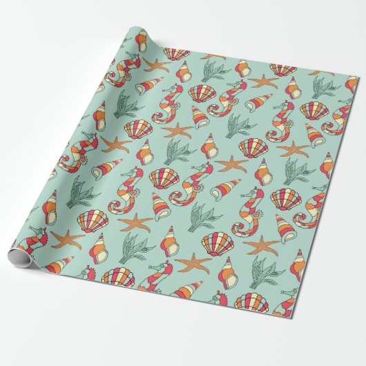 Marine Pattern Cadeaupapier (Uitgerold)