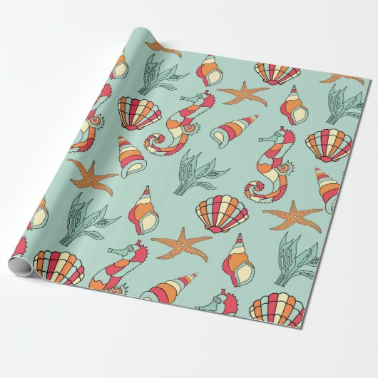 Marine Pattern Cadeaupapier (Uitgerold)