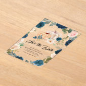 Marine Perzik Bloemen Pompoen bruiloft Save the Da Acryl Uitnodigingen (Laagn)