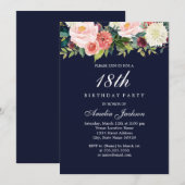 Marine perzik botanische bloem 18e verjaardag kaart (Voorkant / Achterkant)