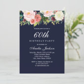Marine perzik botanische bloem 60e verjaardag kaart (Staand voorkant)