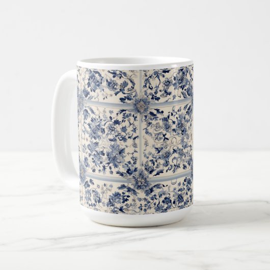 Marine Perzisch tapijt patroon Koffiemok (Voorkant links)