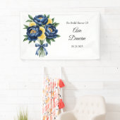 Marine Pioen Citrus Aquarel Bloemachtige Bruidsdou Spandoek (Insitu)