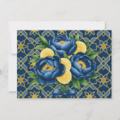 Marine pioen citrus geschilderd bloemen bruiloft bedankkaart (Achterkant)