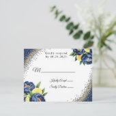Marine pioen citrus geschilderd bloemen bruiloft RSVP kaartje (Staand voorkant)