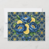 Marine pioen citrus geschilderd bloemen bruiloft RSVP kaartje (Achterkant)