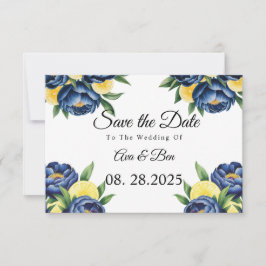 Marine pioen citrus geschilderd bloemen bruiloft save the date