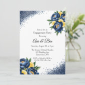 Marine pioen citrus geschilderd bloemen verlovings kaart (Staand voorkant)