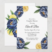 Marine pioen citrus geschilderde bloemenkoppels Do Kaart (Voorkant / Achterkant)