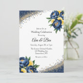 Marine pioen citrus verf bloemenbruiloft viering kaart (Staand voorkant)