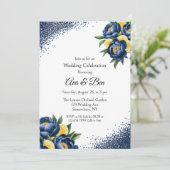 Marine pioen citrus verf bloemenbruiloft viering kaart (Staand voorkant)