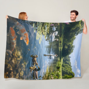 Marine Pond en Swan Lake Altridge D grote fleece Deken