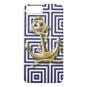 marine preppy patroon nautisch anker 	iPhone 8/7 plus hoesje