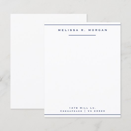 Marine Professionele Naam Adres Stationery Paper (Voorkant / Achterkant)