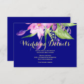 Marine pruim zomer bloemen bruiloft gastendetails informatiekaartje (Voorkant / Achterkant)