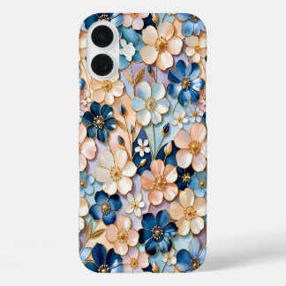 Marine Pruimkleurige Bloemige Gebrandschilderde Ho iPhone 16 Plus Hoesje