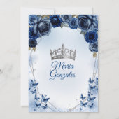 Marine Quinceañera Zilveren Kroon Vlinder 15 Anos Kaart (Achterkant)