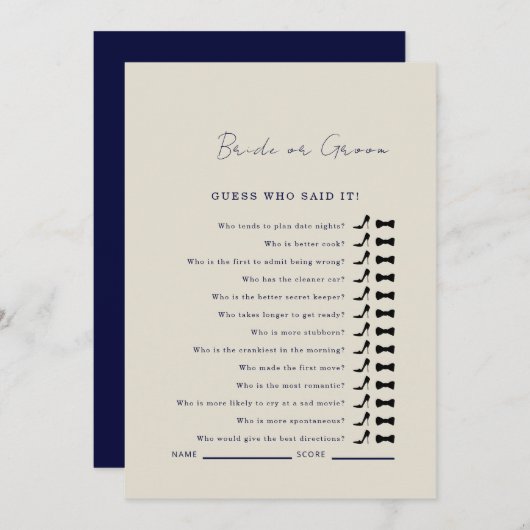 Marine raad eens wie het douchespel zei kaart (Voorkant / Achterkant)