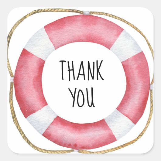 Marine reddingsboei - dank u vierkante sticker (Voorkant)